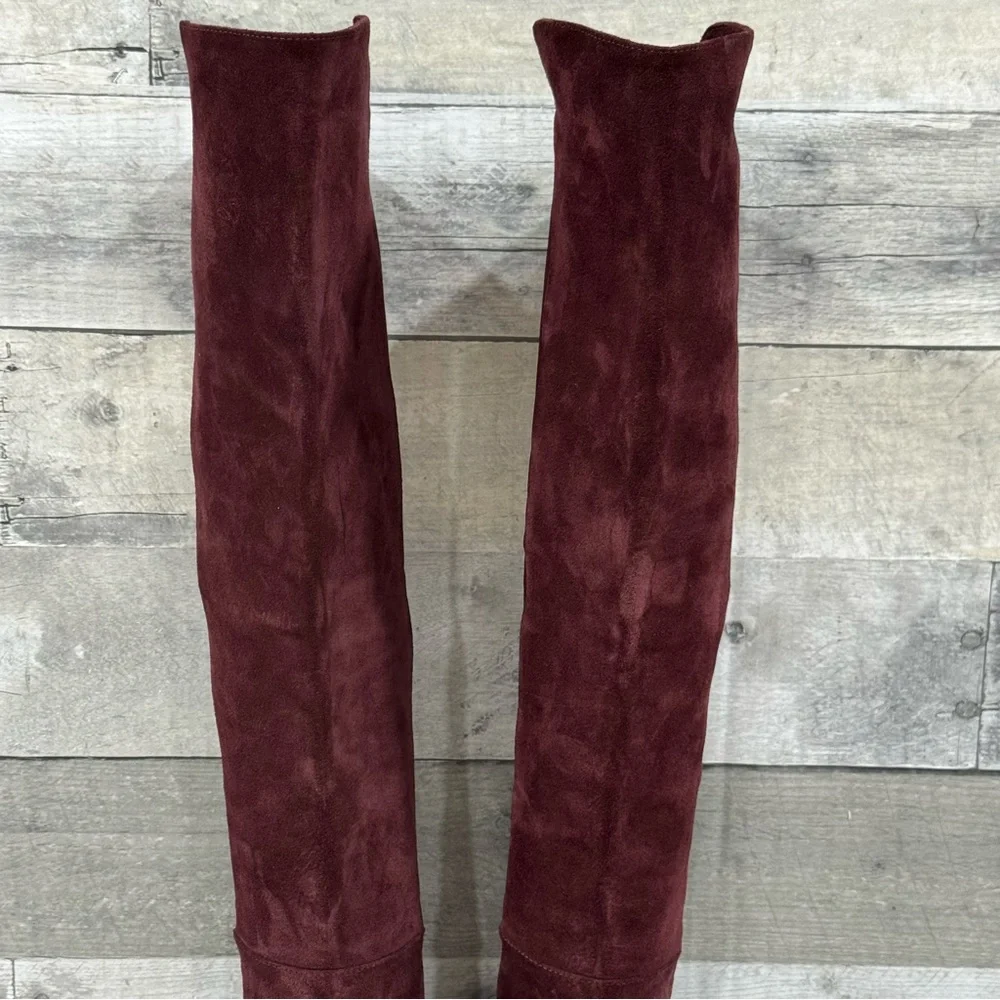 NWOT STUART WEITZMAN 5050 OVER THE KNEE SUEDE BOOTS IN CABERNET - SIZE - 5B .US